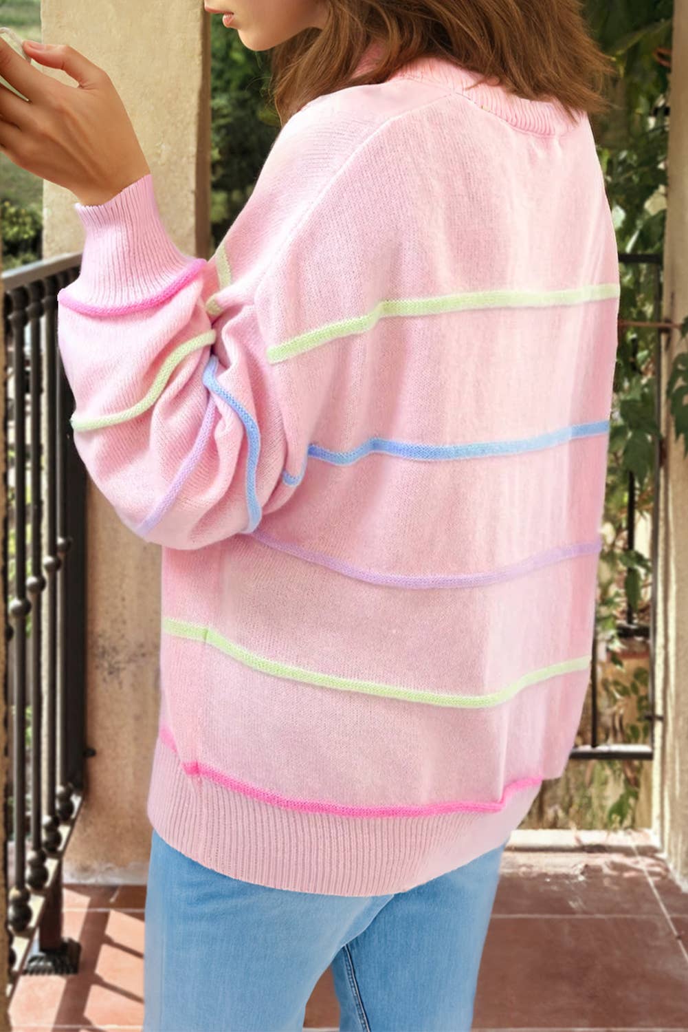 Valentines Rainbow Stripe Sweater